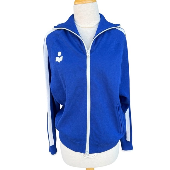 Isabel Marant Etoile Darcy Knit Track Jacket Full Zip Royal Blue White Medium - Picture 1 of 16